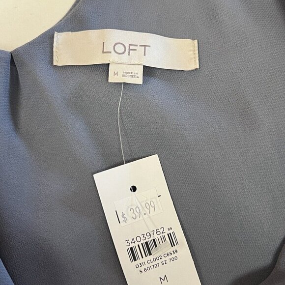 Loft Double V Velvet Shell Tank Top Size M Medium Blue - Picture 4 of 7